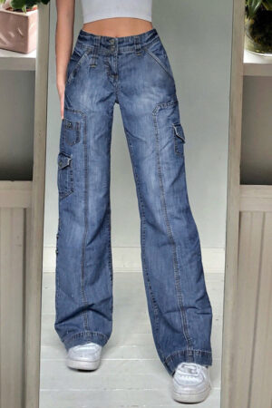 Women's High Waist Straight Loose Wide Leg Jeans