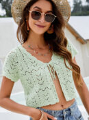 Hollow Short Knitted Cardigan Short Sleeve Top