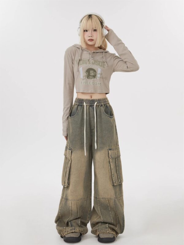 Wide-leg Loose Overalls Jeans Pant - Image 3