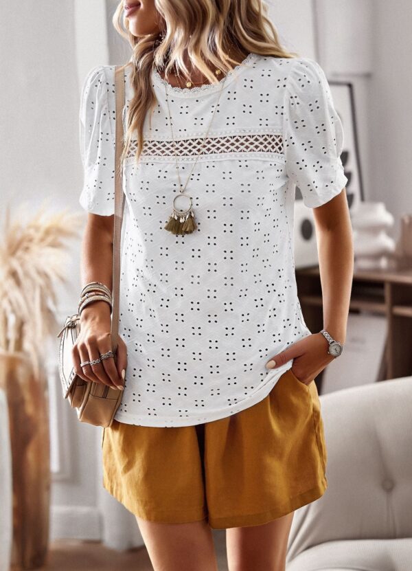Casual Round Neck Stitching Shirt T-shirt - Image 2