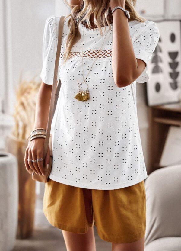 Casual Round Neck Stitching Shirt T-shirt - Image 3