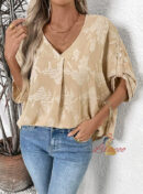 Women Jacquard Bat Cuff Shirt