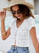 Hollow Short Knitted Cardigan Short Sleeve Top