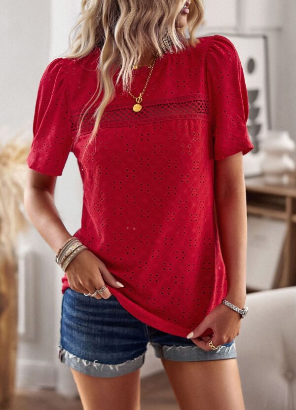 Casual Round Neck Stitching Shirt T-shirt - Image 8